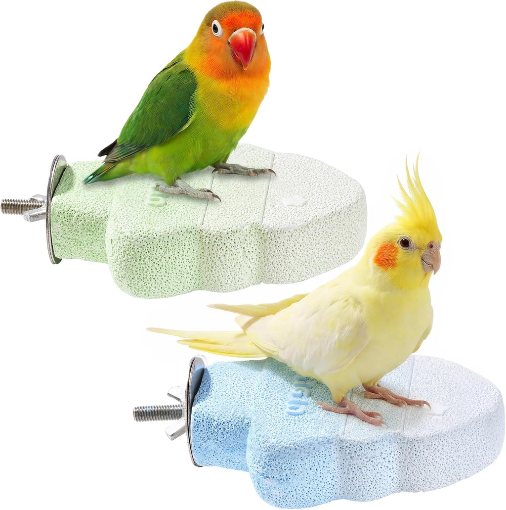 Parrot Perch Nails & Beak/Toe Grinding Stone Bird Perch for Cage 2 Pack