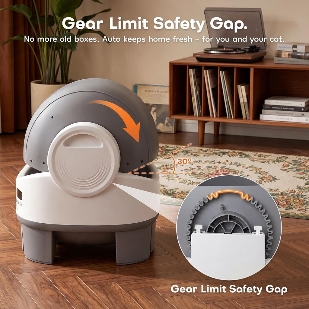 WARCAT automatic Litter Box丨Open Top, Child Lock, No app needed GREY&WHITE