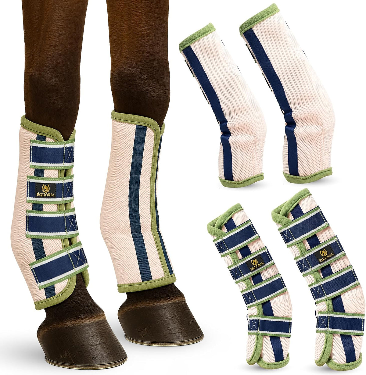 Premium Fly Boots for Horses (4 Pieces) –Durable and Comfortable Fly Leg Wraps for Big Horses – Protective Outer Mesh Design – Elegant and Breathable Set of 4 Horse Fly Boots