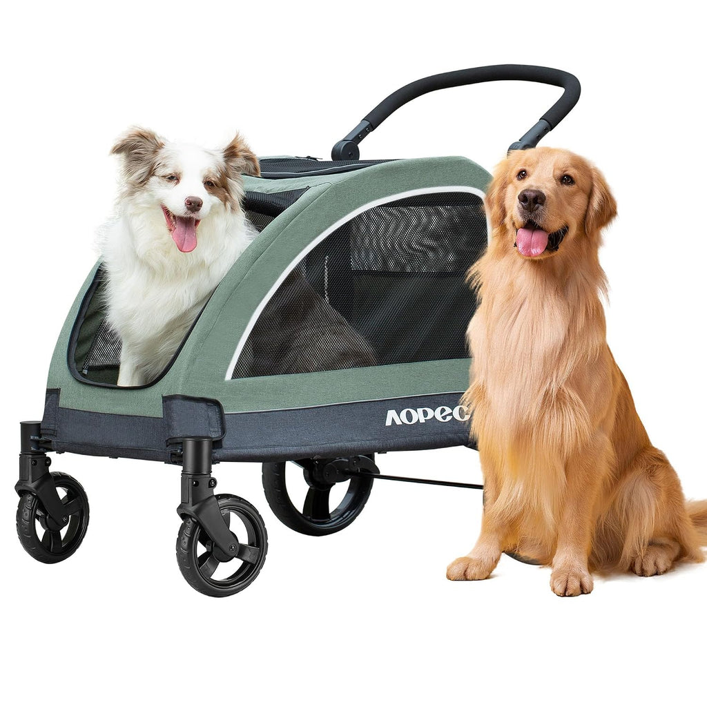 Dog Stroller for Large & Medium Dogs, Dual Entry, 160 lbs Capacity, Gray