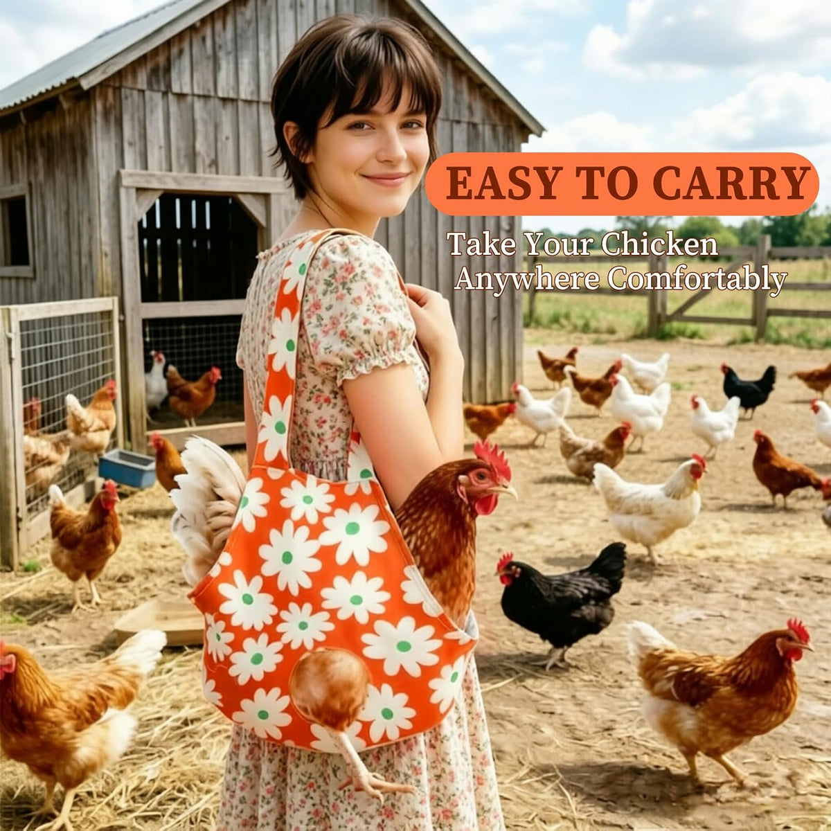 2 Pack Chicken Carrier Bag, Canvas Hen Sling, Poultry Carrier for Travel and Vet Visits