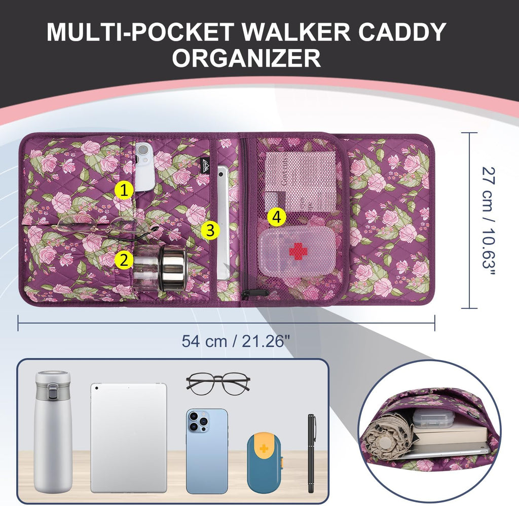 supregear Walker Bag, Lightweight Side Storage Pouch, Floral Purple