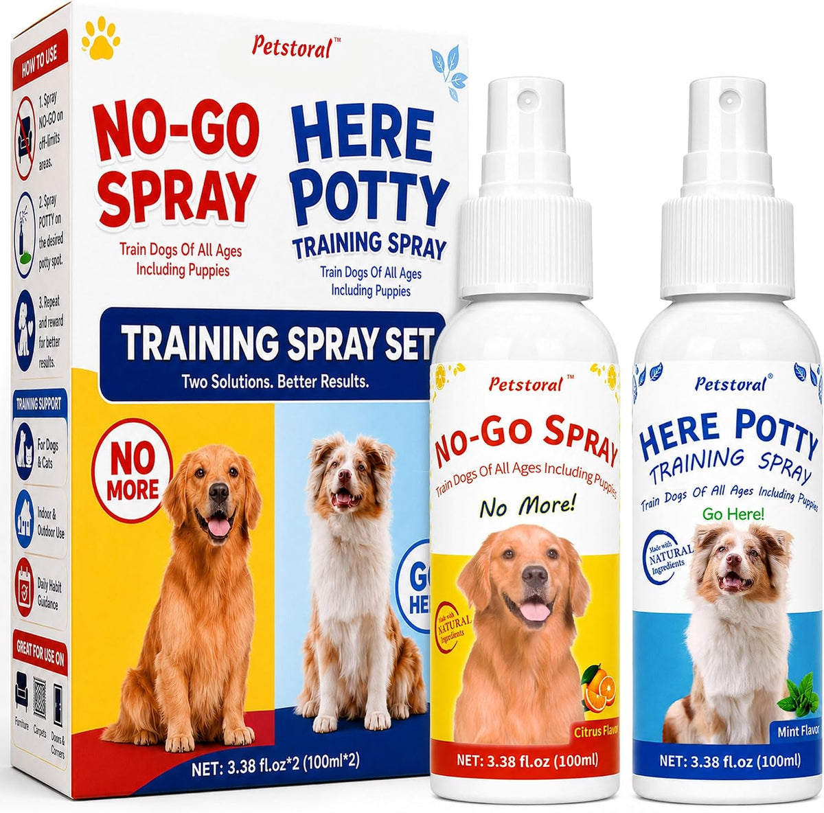 Petstoral Dog Potty Training Spray Set with Disposable Potty Pads, 1 Pack
