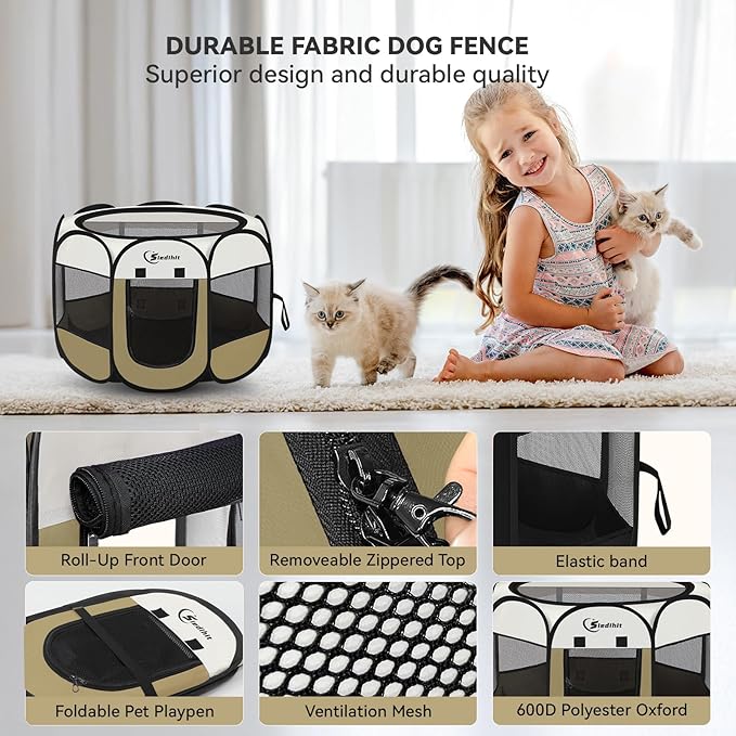 Dog Cat Playpen, Small Puppy Pet Playpen, Dog Crate Tent Cage Indoor/Outdoor - Image 6