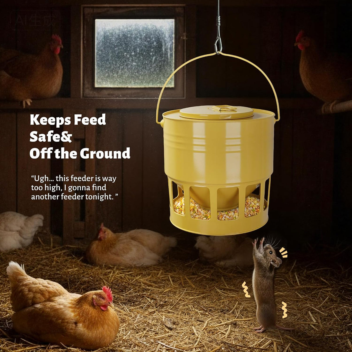 KOL Hanging Chicken Feeder 20lbs Capacity