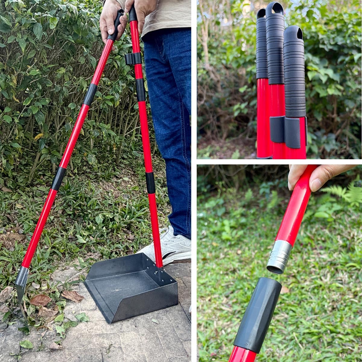 Heavy Duty Metal Pooper Scooper for Large Dogs,Long Handle Dog Pooper Scooper with Large 9.5'' Tray & Rake,Rustproof Aluminum Pet Waste Scooper for Grass,Gravel & Yard