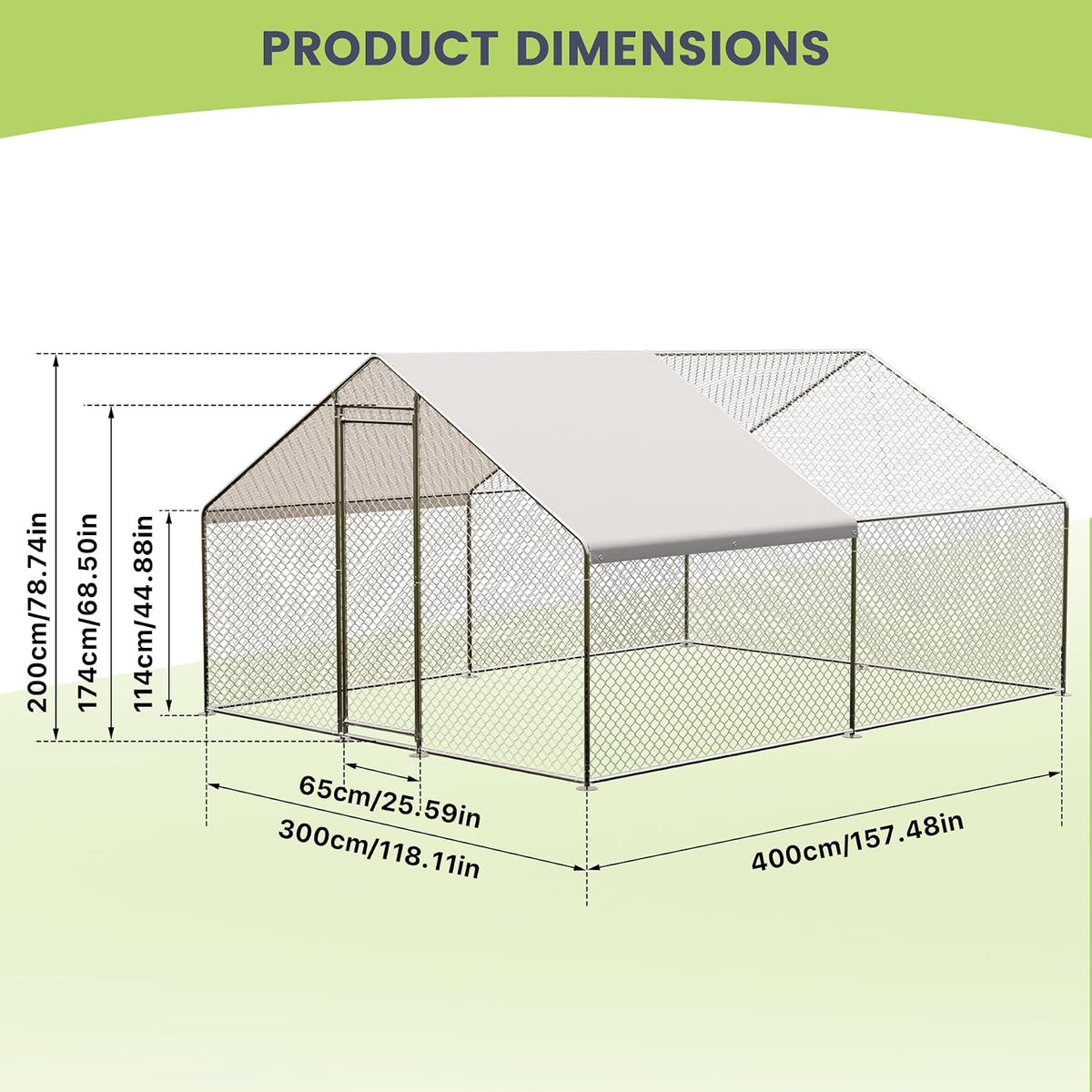 GarveeLife Large Metal Chicken Coop, Chicken Coop Run, Outdoor Chicken Pen with Waterproof & Anti-UV Cover, Large Chicken Run or Outdoor Farm Yard (13.1' L x 6.6' W x 6.6' H)