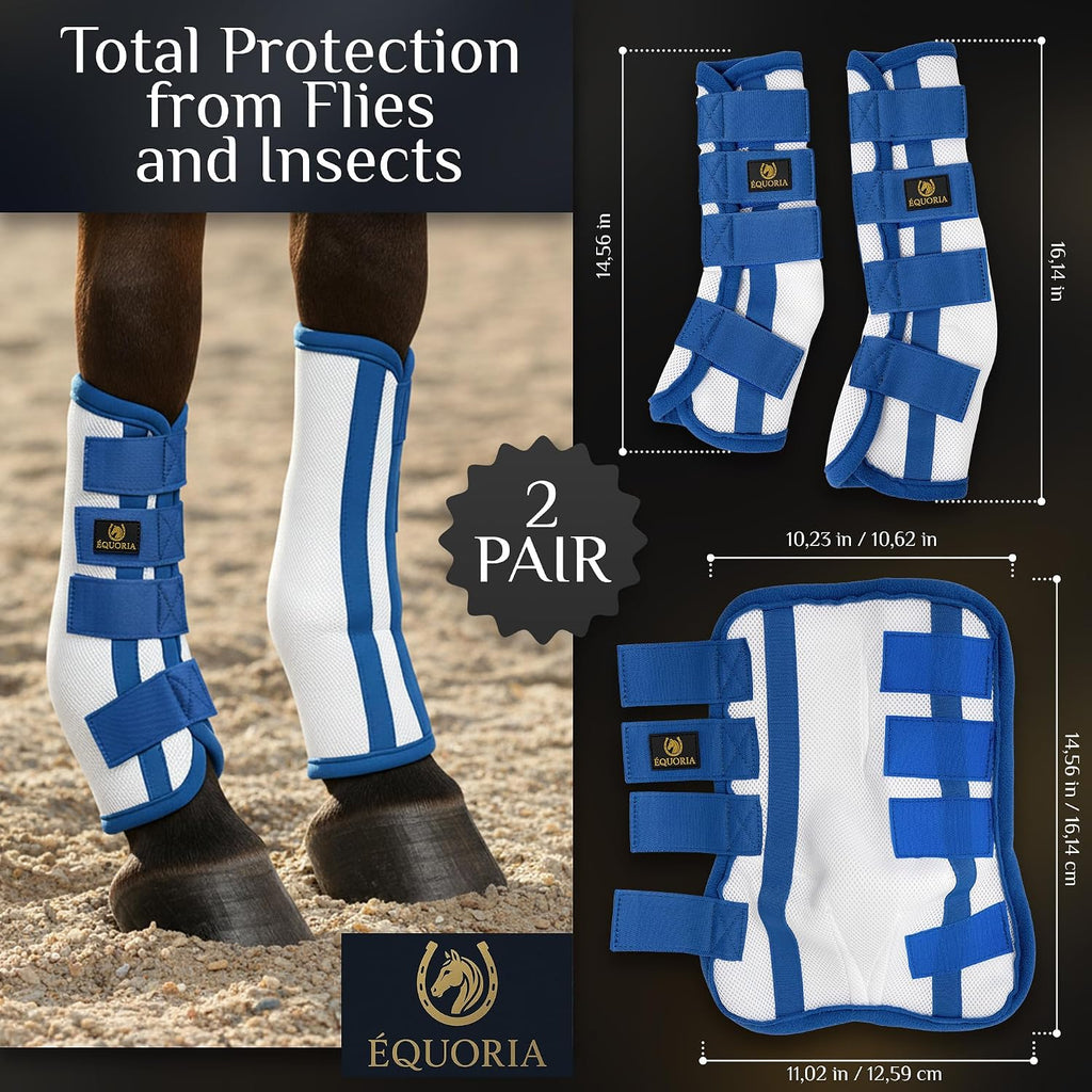 Premium Fly Boots for Horses (4 Pieces) –Durable and Comfortable Fly Leg Wraps for Big Horses – Protective Outer Mesh Design – Elegant and Breathable Set of 4 Horse Fly Boots