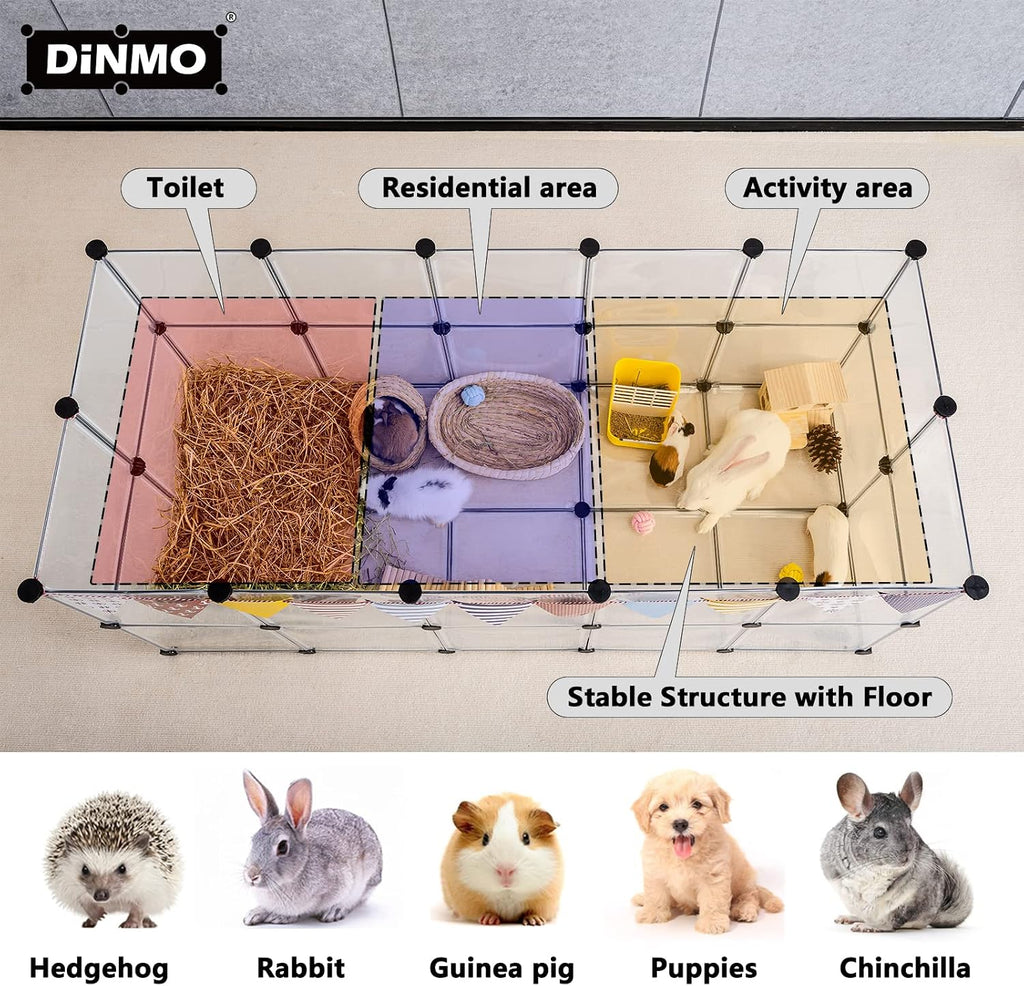 DINMO 38 Panels Bunny Playpen with Floor, Plastic, 61.2"L x 24.8"W x 24.8"H