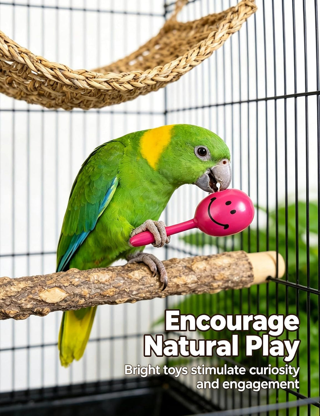 Plush Rectangular Bird Nest Hut with Metal Hanging Rings for Parrots