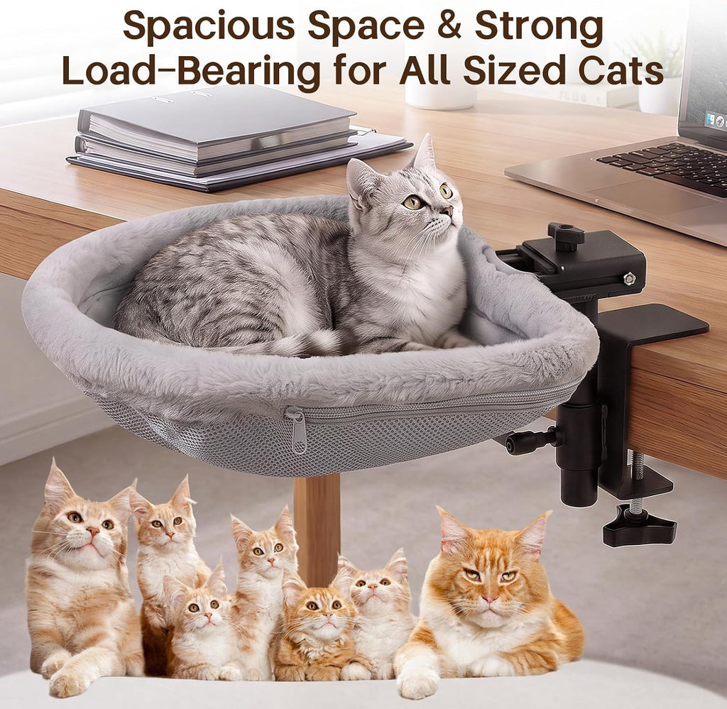 Desktop Cat Hammock, One-Click Fold Table Edge Cat Bed, Holds 40 lbs
