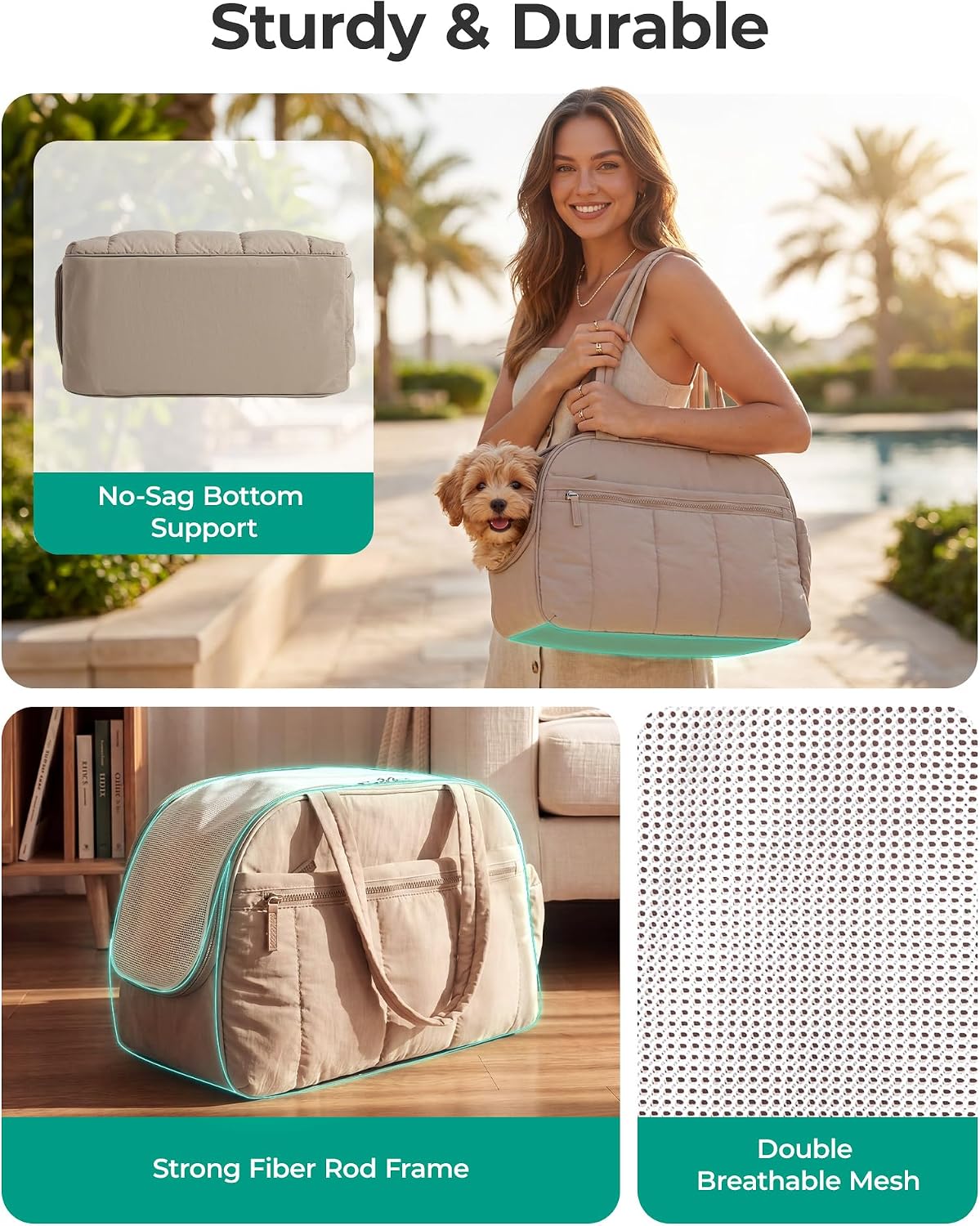 BAGSMART Dog Purse Carrier for Small Dogs Up to 13lbs Puppy Travel Tote Bag
