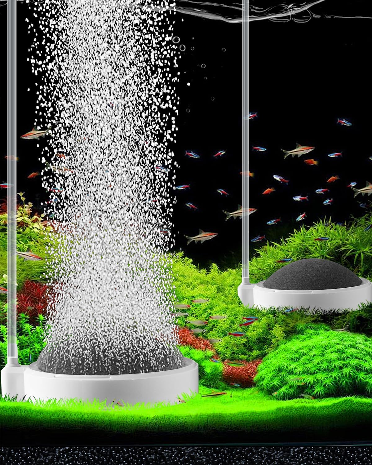 Fish Tank Bubbler Aquarium Air Stones, 4 Inch Nano Super-High Dissolved Oxygen Diffuser Makes Super Tiny Bubble Aerator for Fish Tank Air Pump Hydroponics