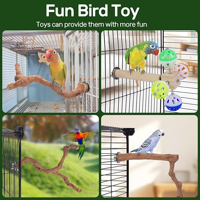 4-Piece Bird Perch Set with Rotating Ball Stand - Image 5
