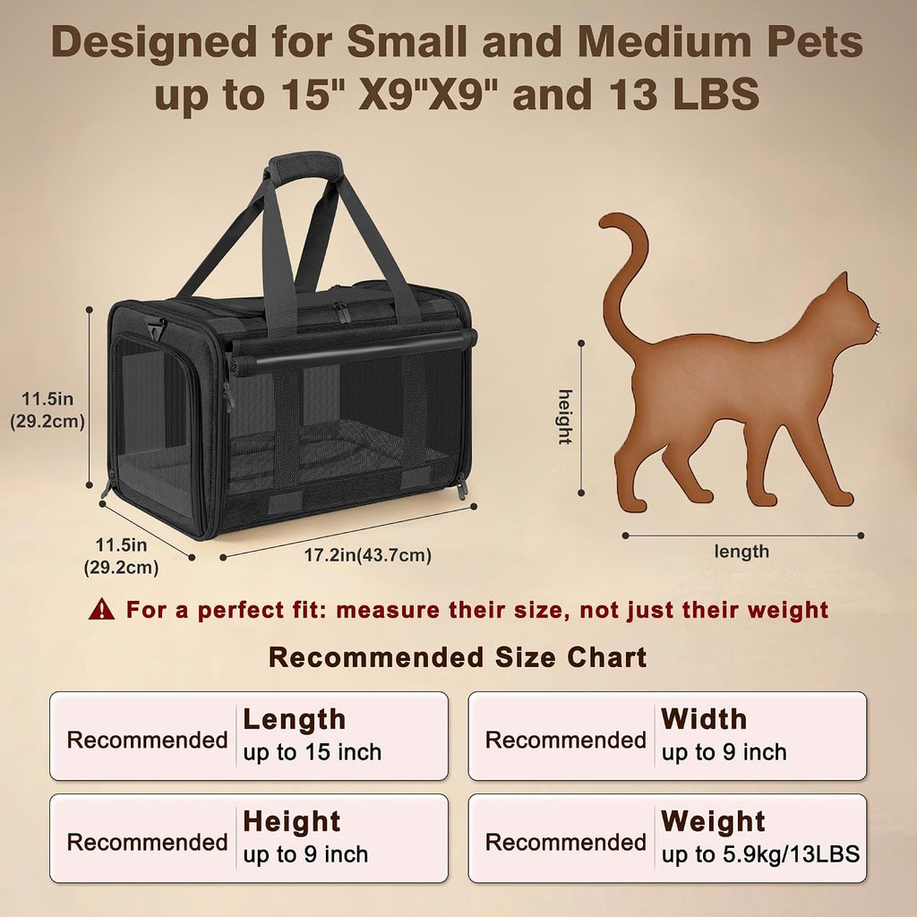 Soft Sided Cat Carrier for Anxious Pets with Privacy Roller Blinds