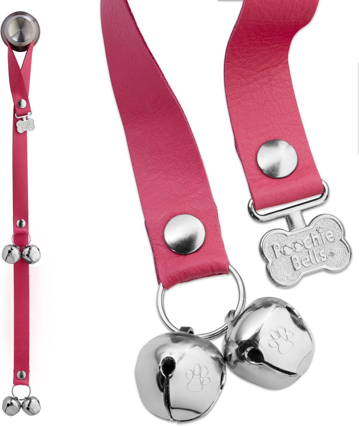 Dog Door Bell for Potty Training – The Original Potty Training Bells for Dogs, USA-Made Doggie Potty Bells, Easy Puppy Training, Loud & Durable Hanging Bells for Door, Leather Gray