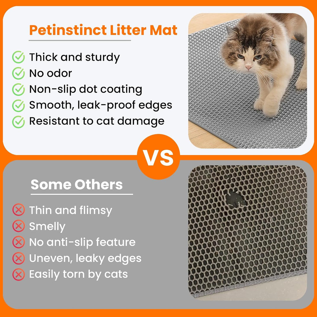Extra Large Cat Litter Mat XXL, Double Layer Honeycomb, Gray