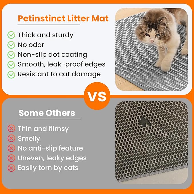 Small Cat Litter Mat, 20x14’’ Double Layer Honeycomb Cat Litter Box Mat - Image 3