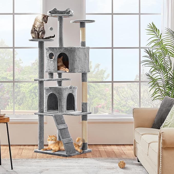 Yaheetech Tall Cat Tree, 80in Multi-Level Cat Tower - Image 7