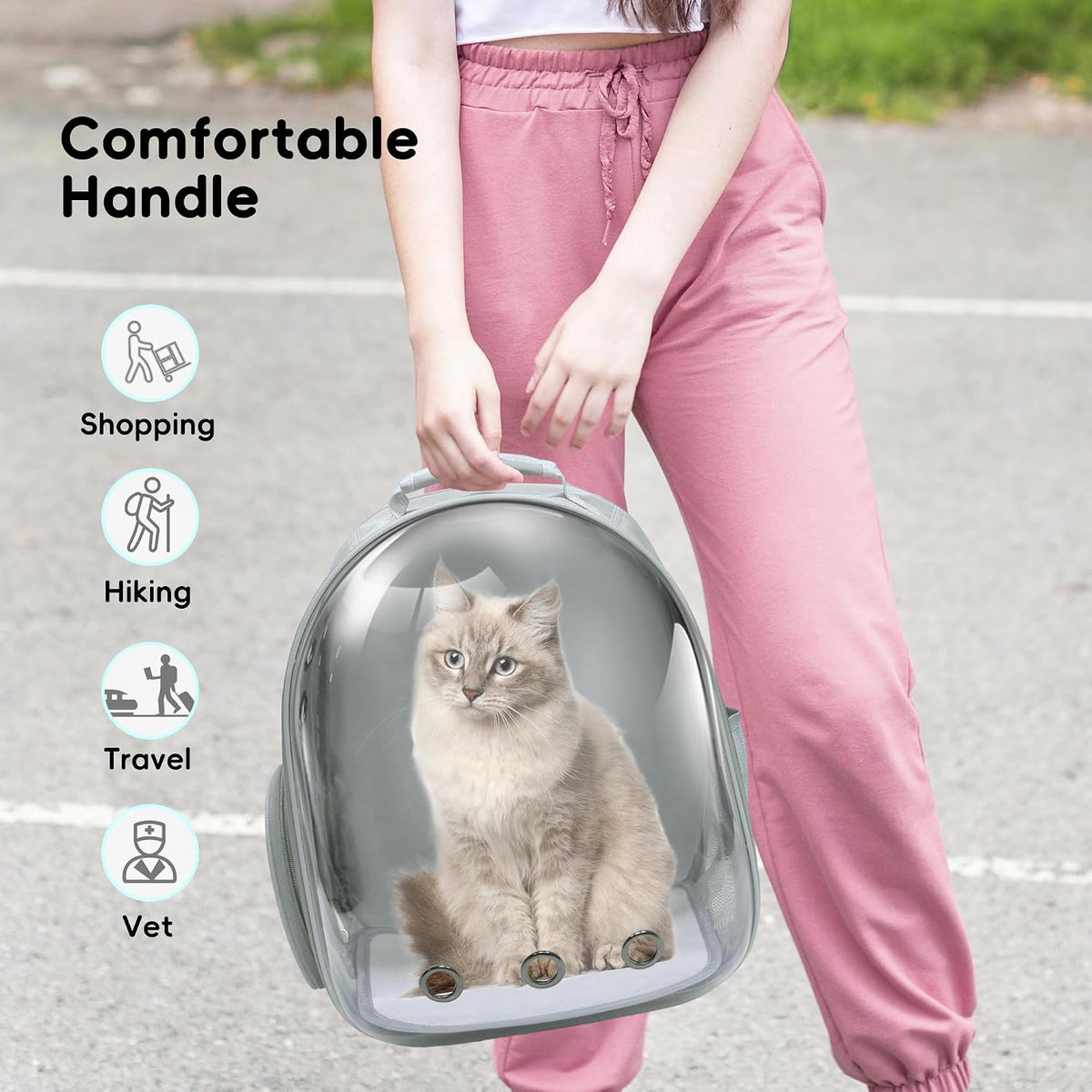 Cat Backpack, Airline Approved Bubble Carrying Bag for Small Medium Dogs Cats, Space Capsule Pet Carrier Dog Hiking Backpack Travel Carrier (Grey)