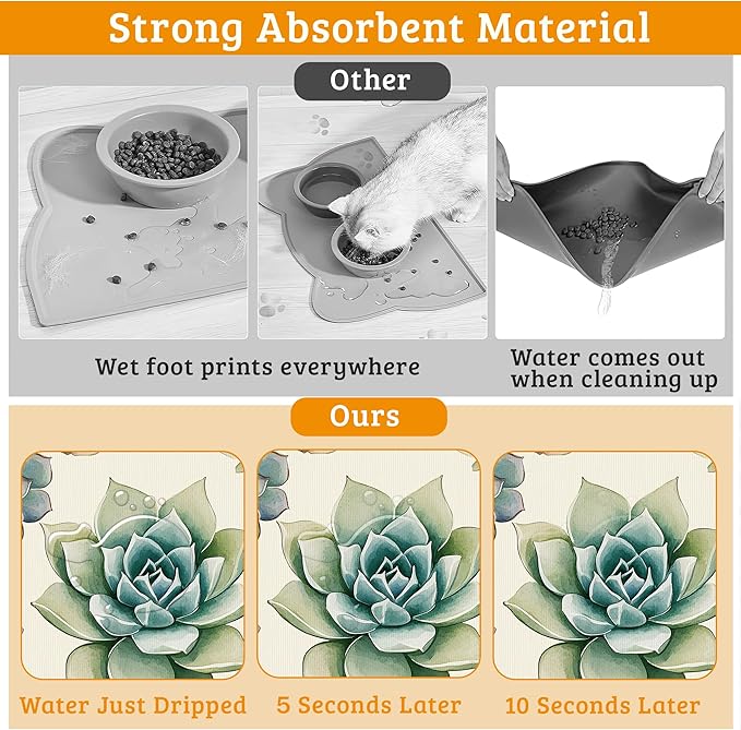 Dog Bowl Mat, Cactus Pet Feeding Mat - Image 3