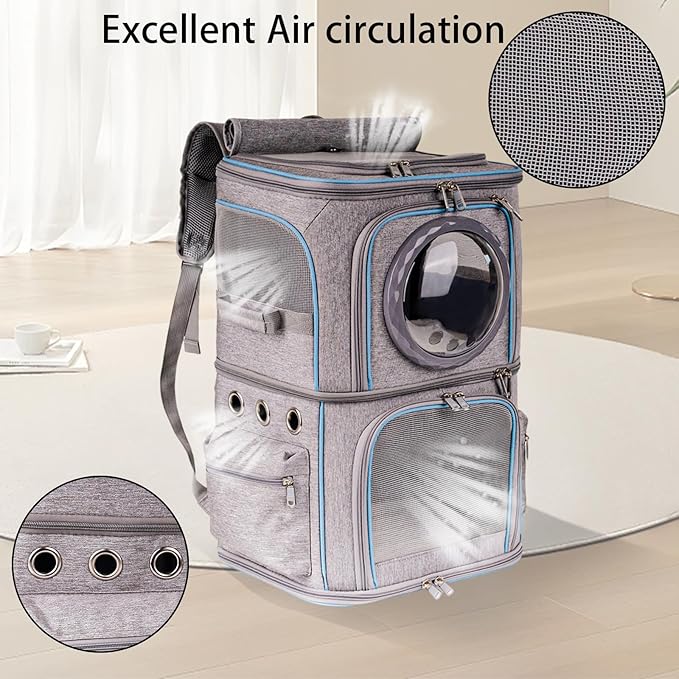 2-in-1 Pet Carrier Backpack for Two Cats or One Dog, Double-Layer 2 Compartment - Image 5