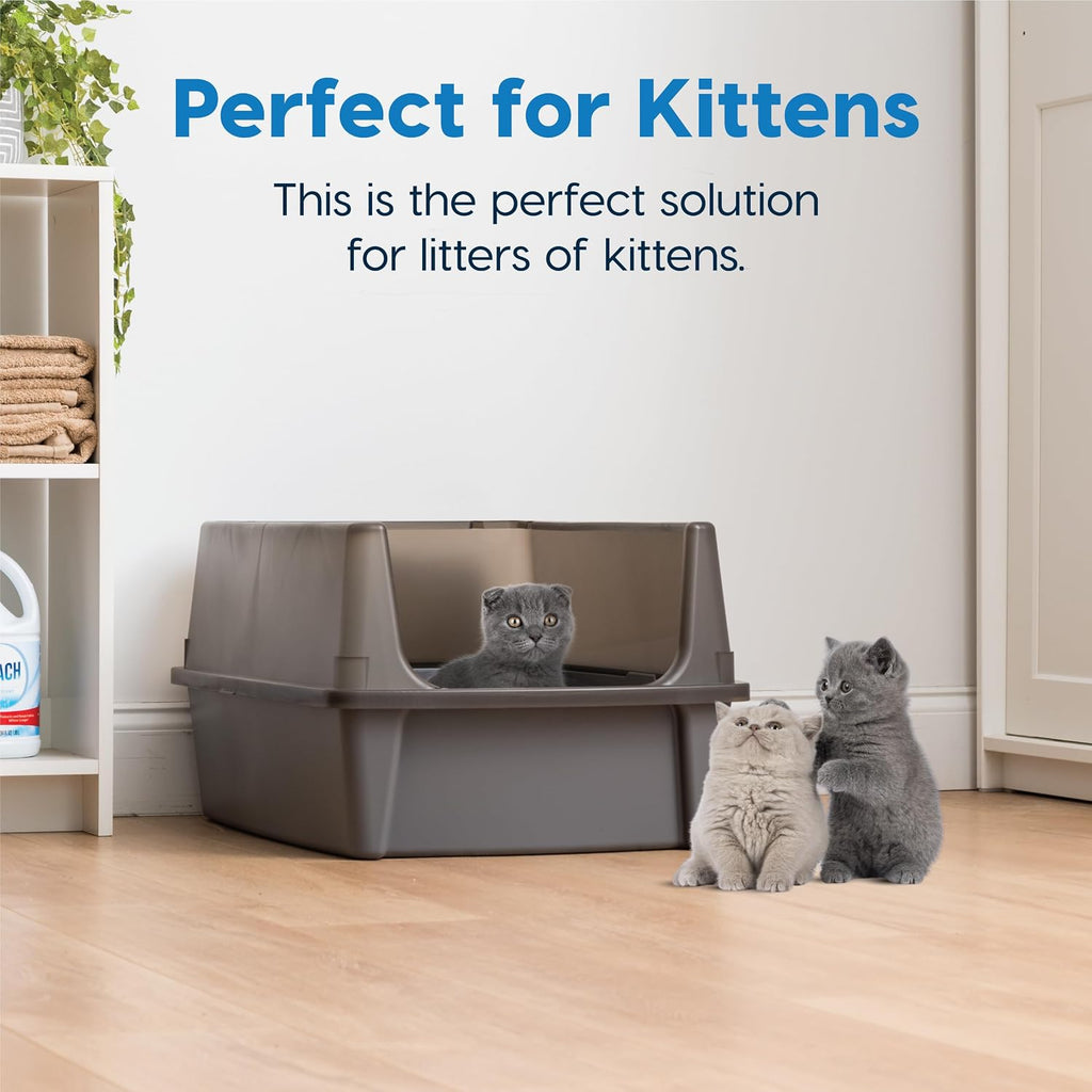 IRIS USA XX-Large High Sided Cat Litter Box, Scatter Shield, Gray