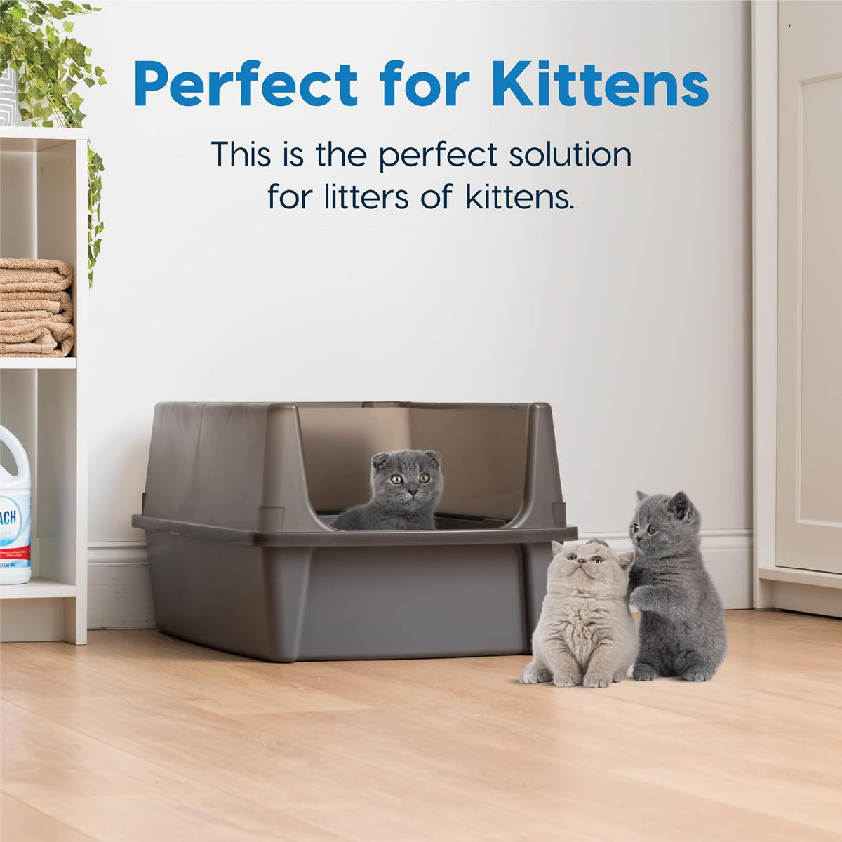 IRIS USA XX-Large High Sided Cat Litter Box, Scatter Shield, Gray