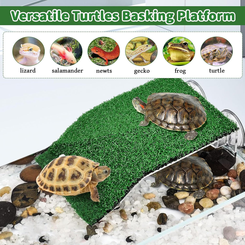 Large Turtle Basking Platform, 2-in-1 Floating Dock with Ramp for Aquatic Turtles Reptiles and Amphibians, Easy to Install Basking Area for Habitat Tank Terrarium
