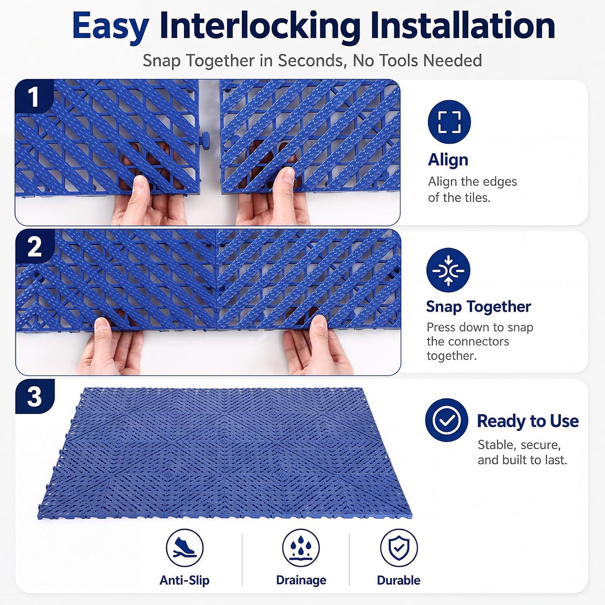 12 Pcs Horse Stall Mat 4 x 5.27 ft Plastic Stable Mat Interlocking