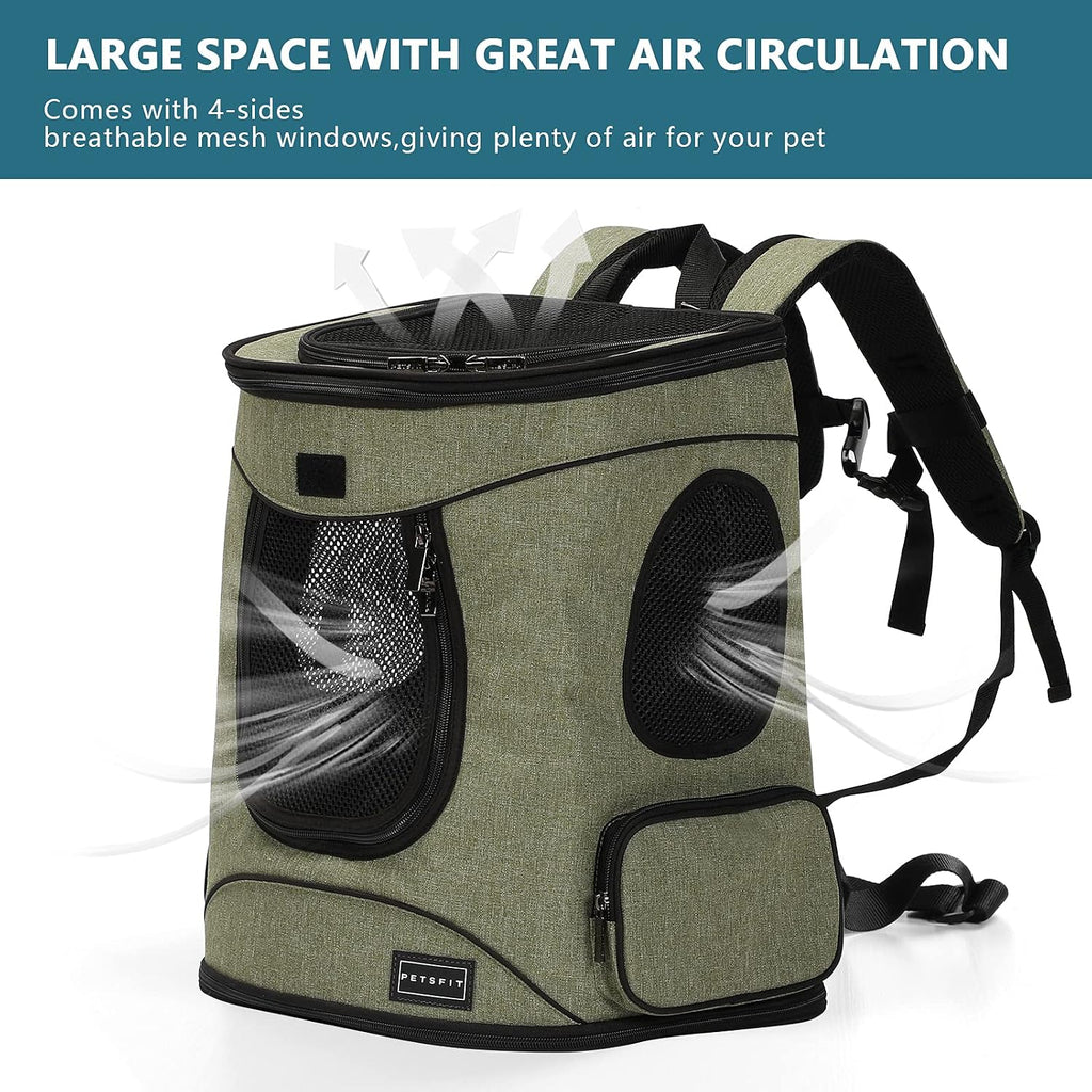 Petsfit Dog and Cat Backpack Carrier, Padded Waist Support, Up to 18 lb