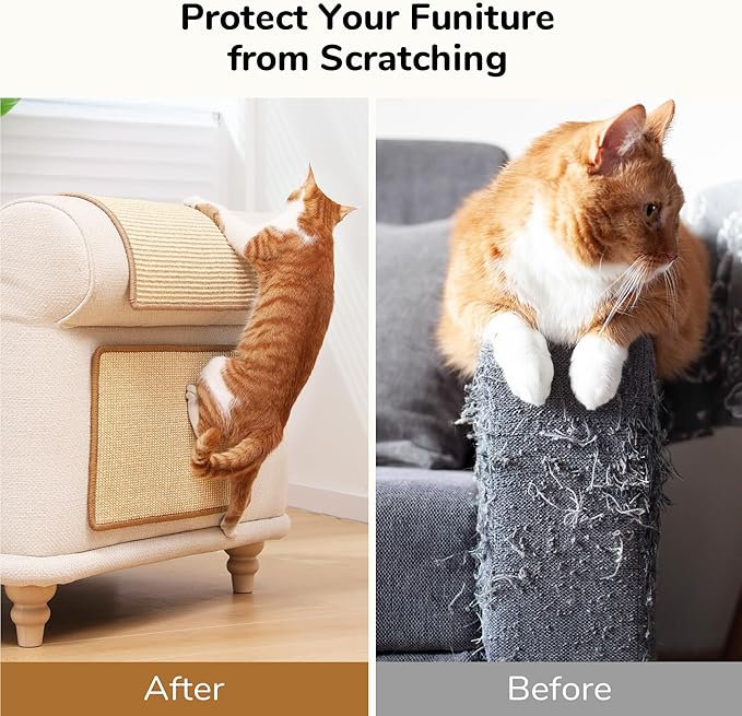 FUKUMARU 2 Packs Cat Scratching Mat, 19.6 x 11.8 Inch Natural Sisal Cat Scratch - Image 6