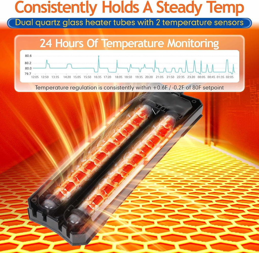hygger 500W Aquarium Heater with Controller, Adjustable & Submersible Fish Tank Heater with Digital Display Safety Triple Protection Beeping Alarm for Saltwater and Freshwater 65-135 Gallon