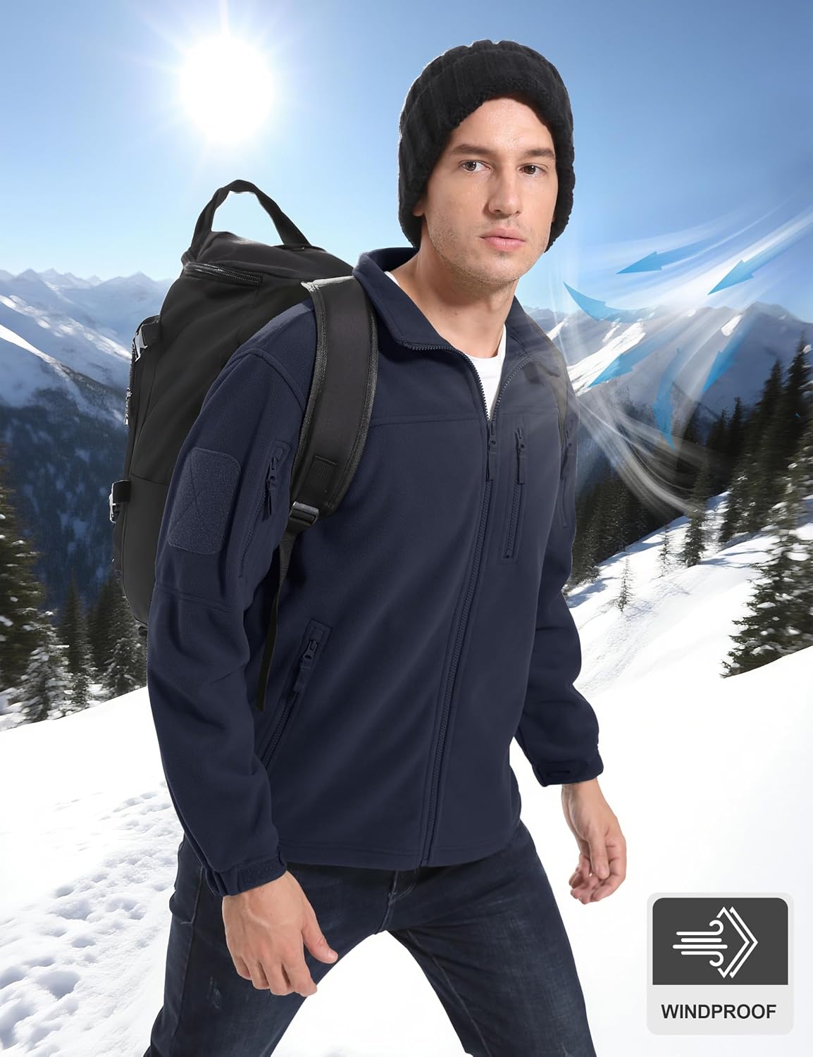 Men's Fleece Jacket Winter Warm Tactical Work Coat for Men