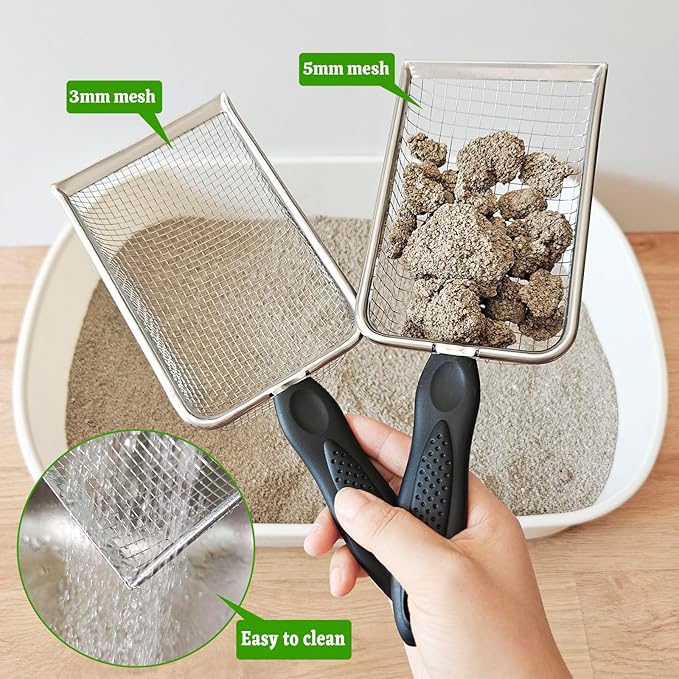 2Pcs Cat Litter Scoop Metal Stainless Steel Mesh Kitty Litter Scoop - Image 7