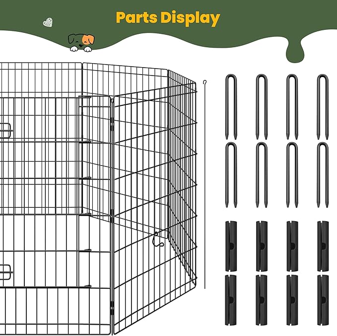 Yaheetech 34" High 8 Panel Foldable Metal Dog Exercise Pen Pet Playpen Dog - Image 8