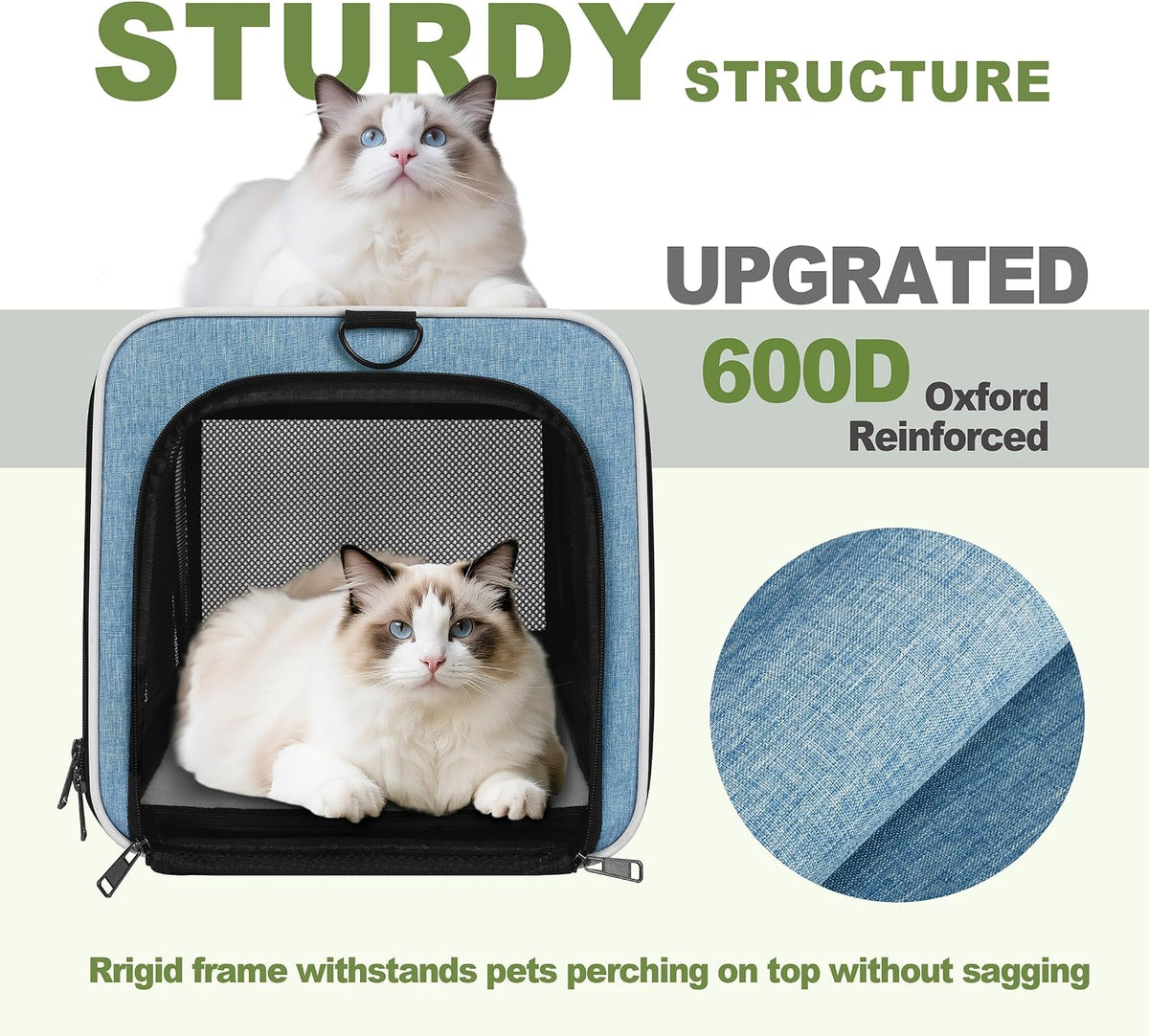 GAPZER Cat Carrier 18 x 11 x 11 Top Loading Soft Pet Travel Bag Over 15lbs