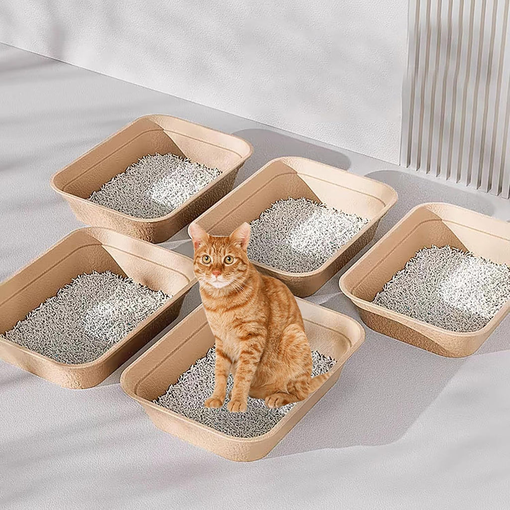 Nexboraque 8 Pack Disposable Cat Litter Box, 17 x 13.2 x 4 Inch Large Kitty Litter Box Pans Paper Cat Litter Tray for Hamster, Guinea Pig, Rabbit, Portable