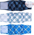 Pet Soft Dog Belly Bands - Washable Dog Diapers Belly Band for Male Dogs, Reusable Male Dogs Wraps 3pack for Doggy Puppy (Blue Plaid, M)