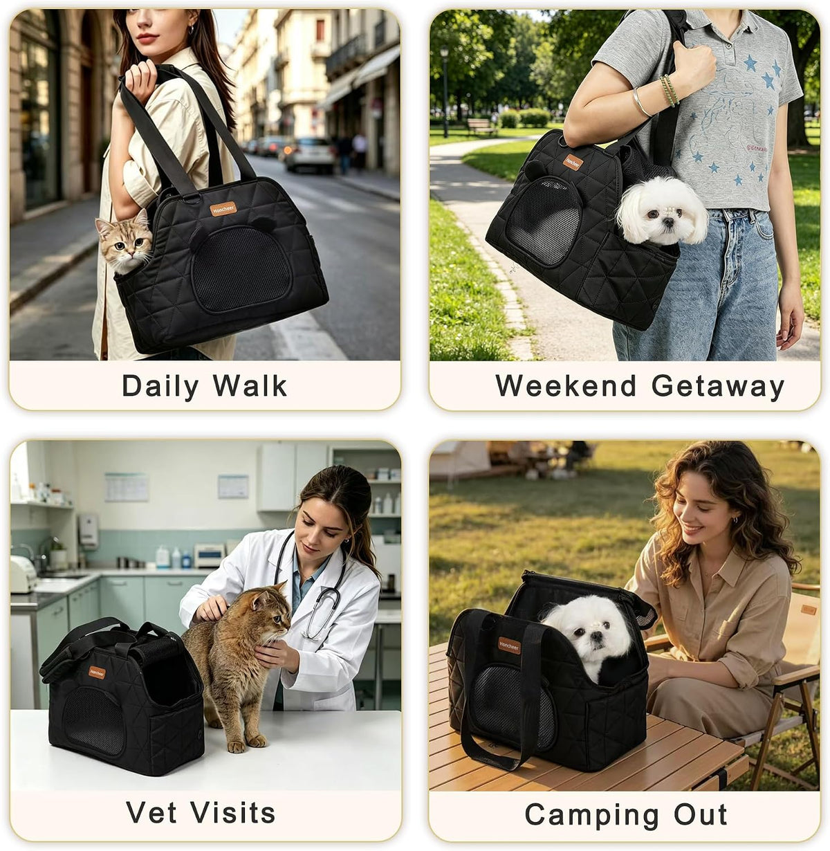 Dog Purse Carrier for Small Dogs Firm Bottom Puppy Travel Bag