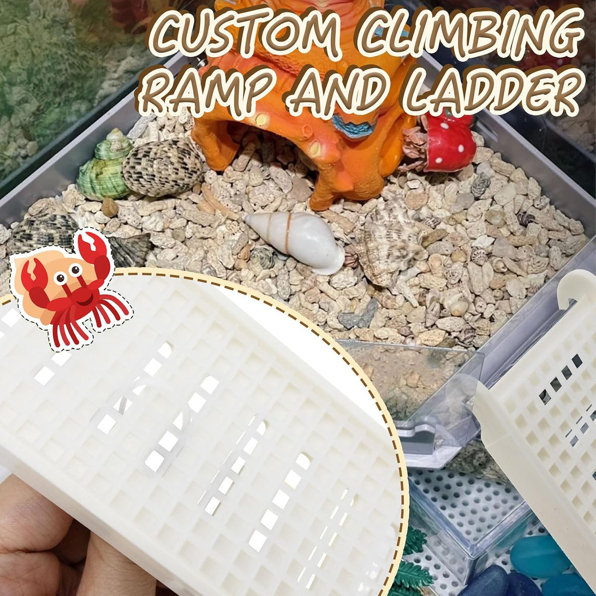 Hermit Crab L-Shaped Platform with Ladder Hermit Crab Climbing Toys, Habitat Tank Accessories, Reptile & Hamster Activity Platform