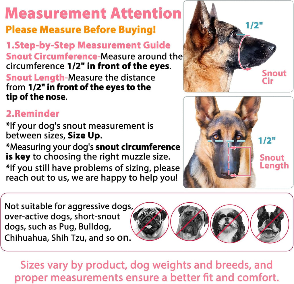 LUCKYPAW Dog Muzzle for Large Medium Small Dogs German Shepherd Labrador