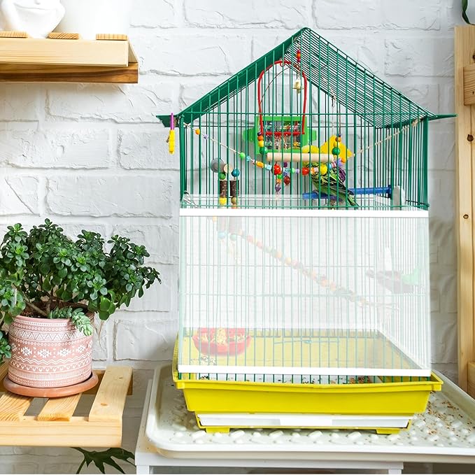 Adjustable Bird Cage Cover, 41-67‘’Bird Cage Seed Catcher Guard White Soft Airy - Image 5