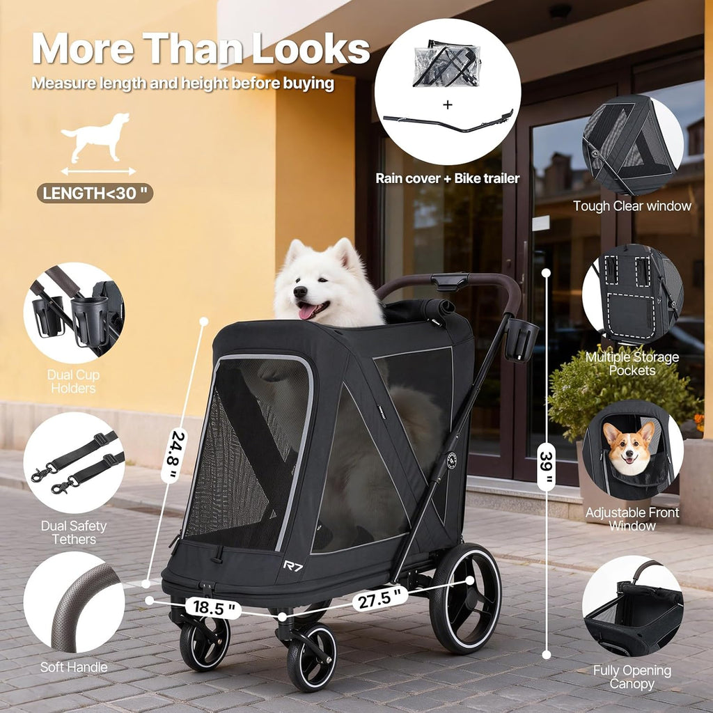 Beberoad Dog Stroller for Medium Dogs, 2-in-1 Pet Stroller & Bike Trailer