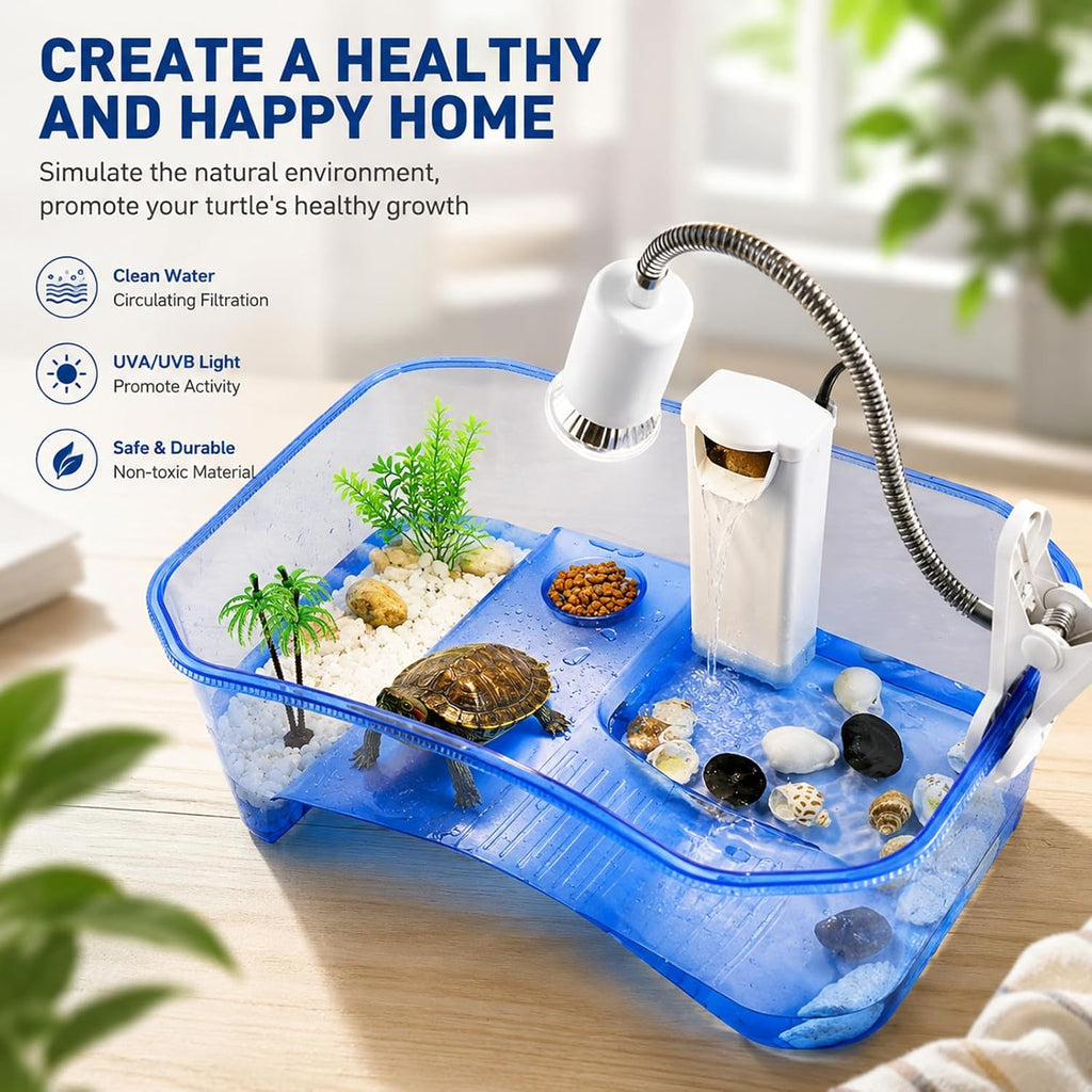 Rypet Small Turtle Tank Aquarium(Excluding Accessories) Blue