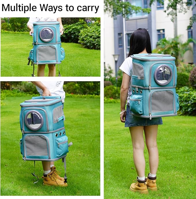 2-in-1 Pet Carrier Backpack for Two Cats or One Dog, Space Capsule Clear Bubble - Image 7