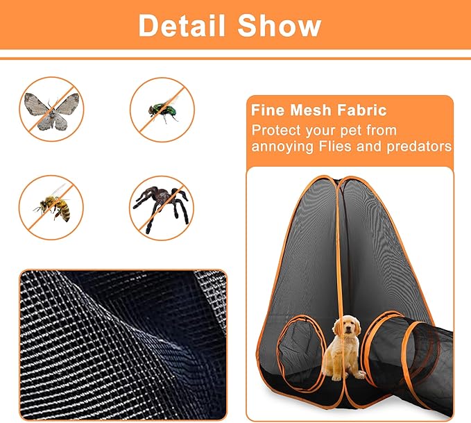 7 in 1 Outdoor Cat Enclosure, Foldable Pop-Up Mesh Playpen Tunnel - Image 7