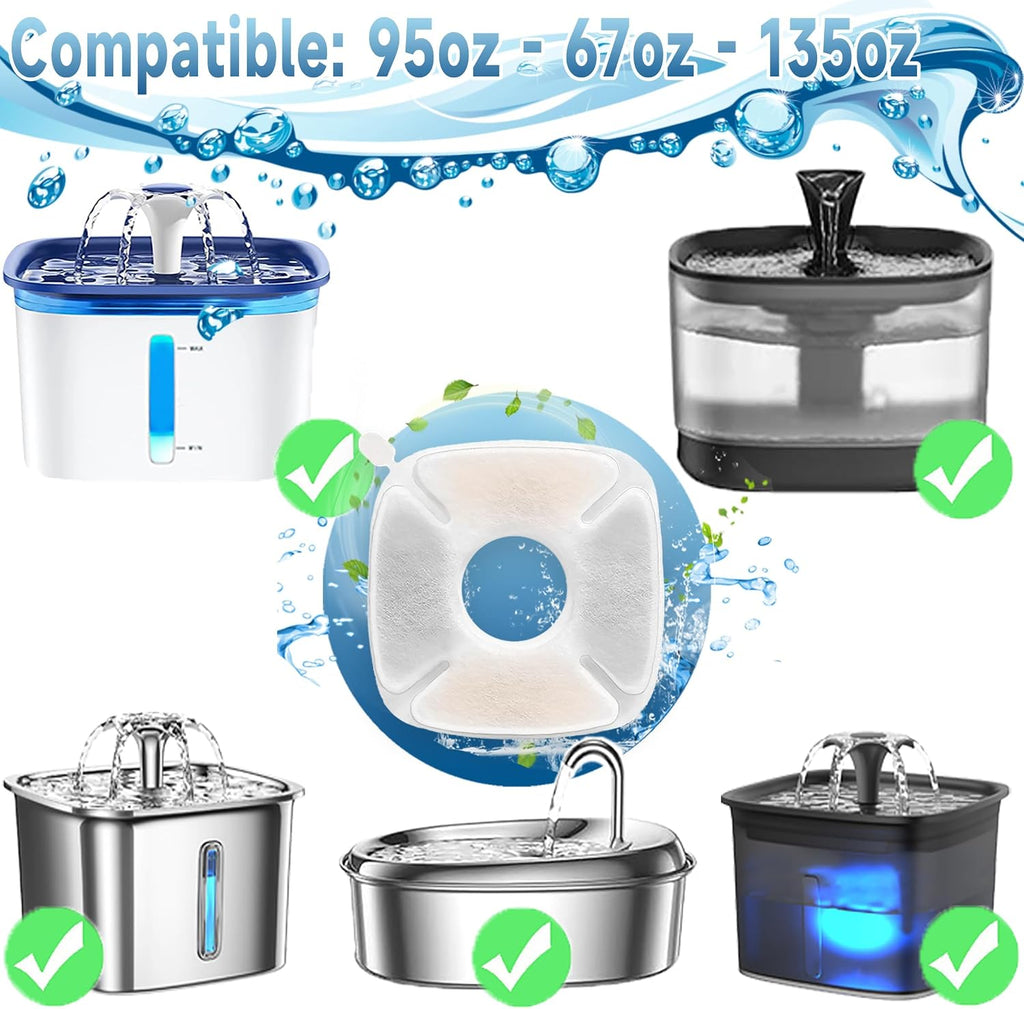 34 Pcs Cat Water Fountain Filters Replacement Compatible with VEKEN 95oz/2.8L Cat Water Fountain Filters Automatic Dog Water Fountain Filters Pet Fountain