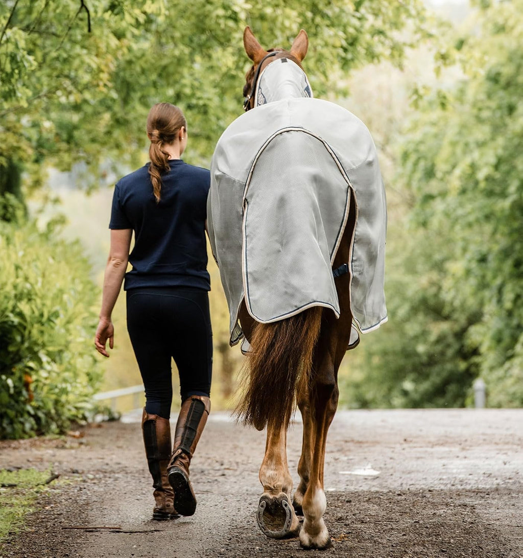 Horseware® Rambo® Protector Fly Sheet - Silver/Navy & White & Beige, 60 inches