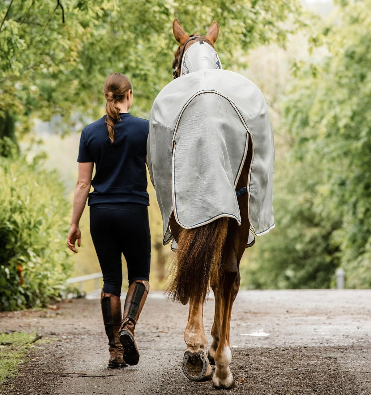Horseware® Rambo® Protector Fly Sheet - Silver/Navy & White & Beige, 60 inches